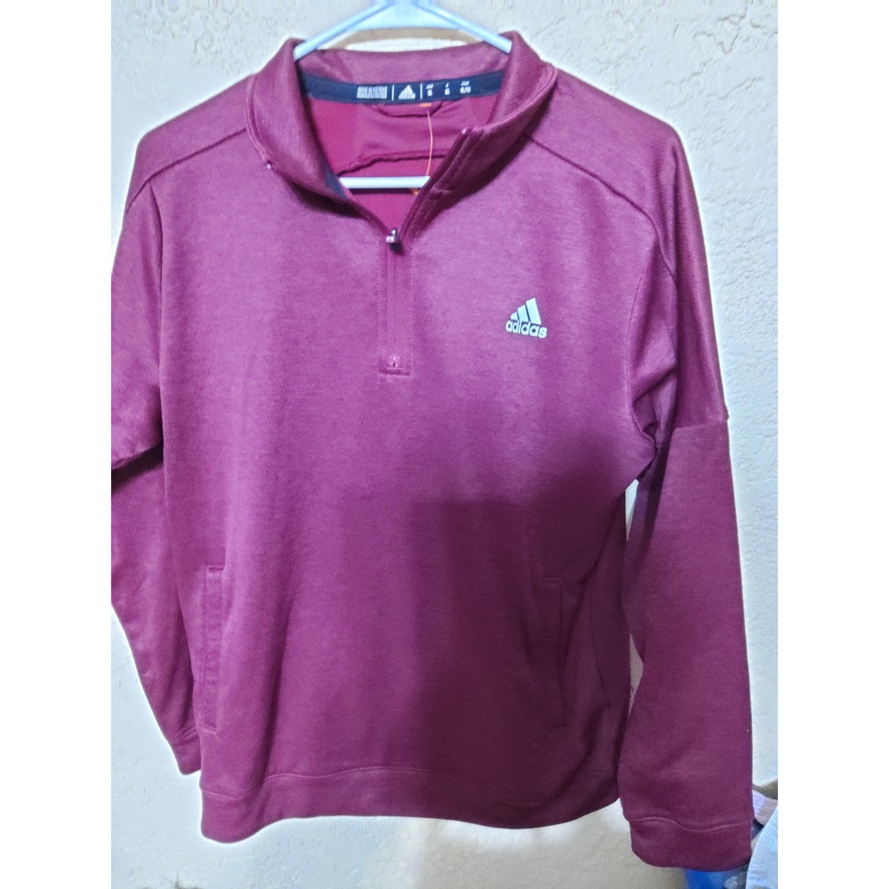 Adidas Mens Quarter Zip Pullover Sweatshirt Burgundy Heathered Mock Neck XL